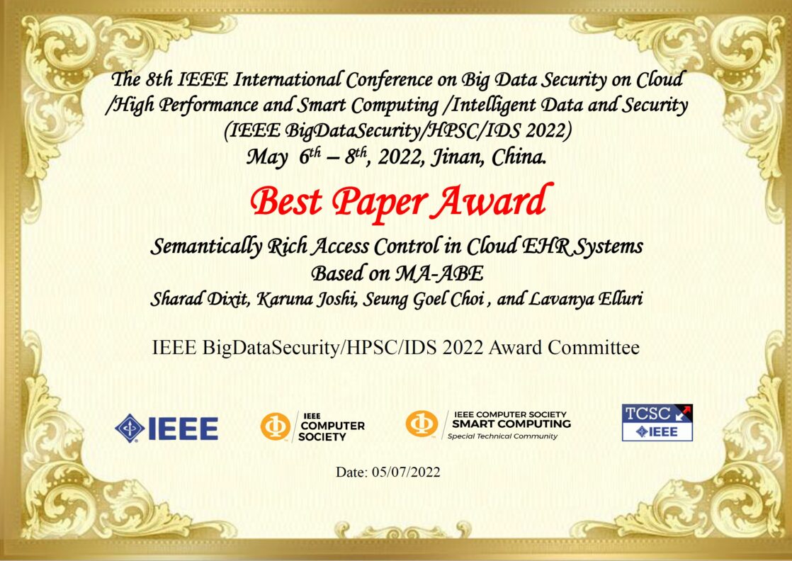 Best Paper at IEEE BigDataSecurity 2022